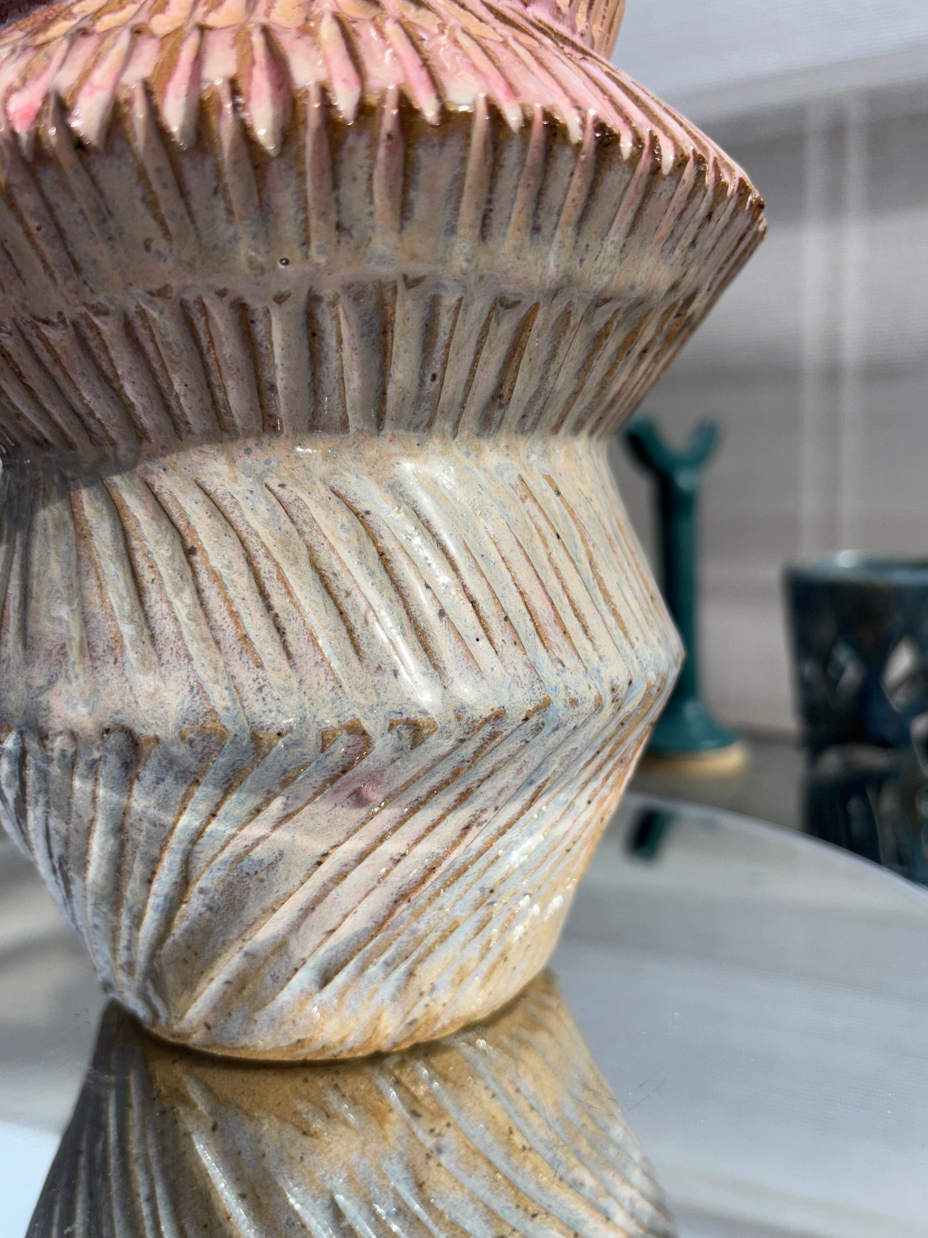 Cotton Candy Carved Vase