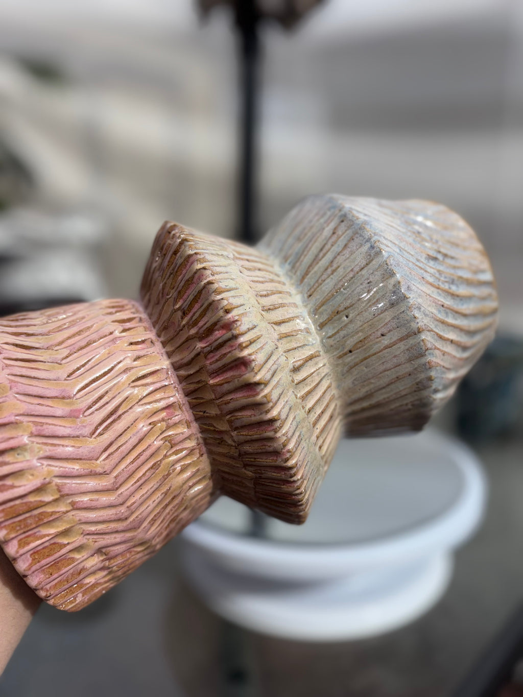 Cotton Candy Carved Vase