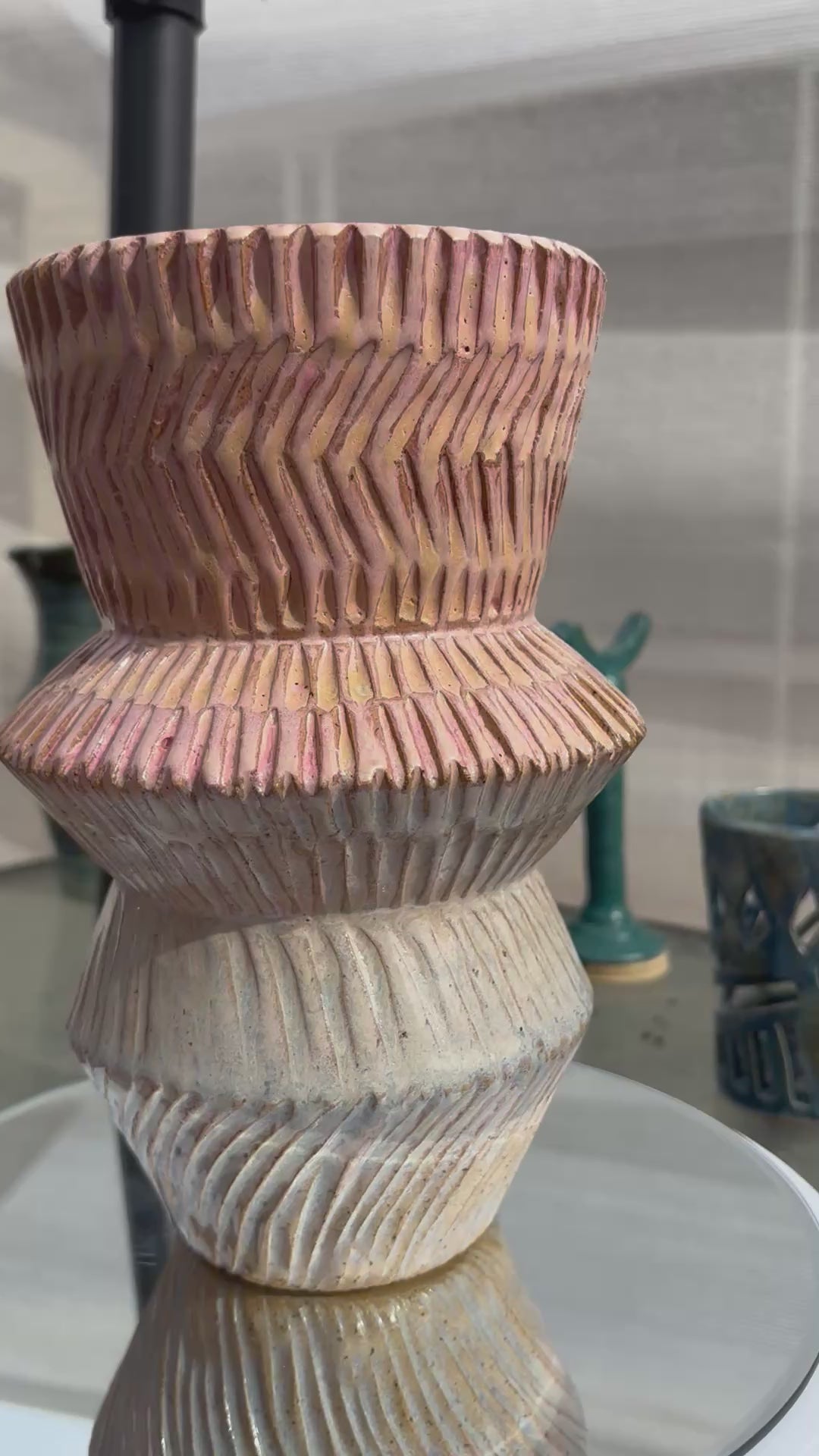 Cotton Candy Carved Vase